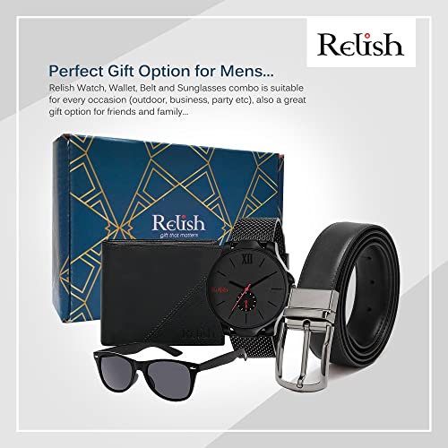 Relish Rubber Analogue Men'S & Boy'S Black Watch, Sunglasses, Belt And Wallet Combo For Gifting New Year Birthday Gift For Mens - Image 2
