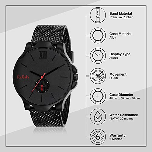Relish Rubber Analogue Men'S & Boy'S Black Watch, Sunglasses, Belt And Wallet Combo For Gifting New Year Birthday Gift For Mens - Image 3