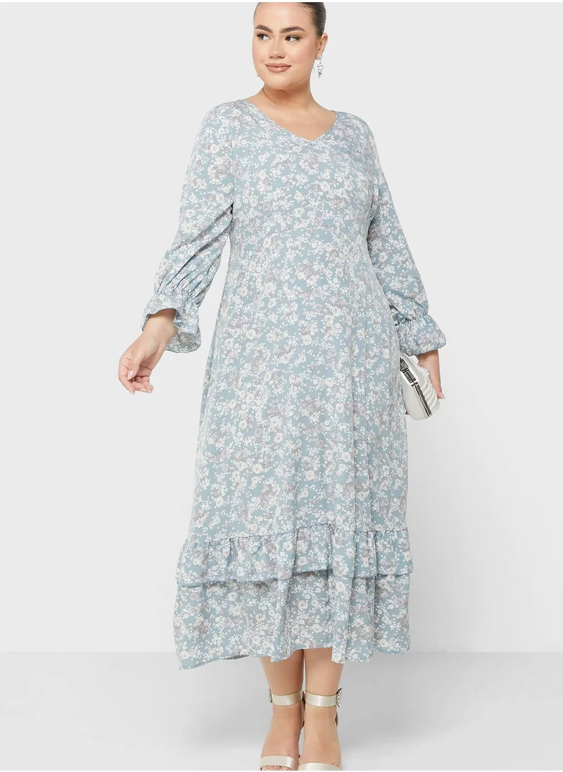 Ella Plus Frill Hem Detail Cuff Sleeve Dress