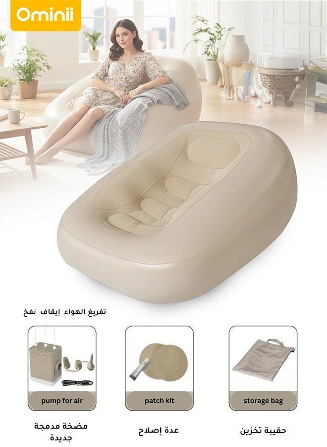 Ominii Inflatable Sofa Chair with Built-in Electric Pump, One-Touch Automatic Inflation and Deflation, Deep Seat Portable Air Chair for Living Room, Bedroom and Gaming - Image 1