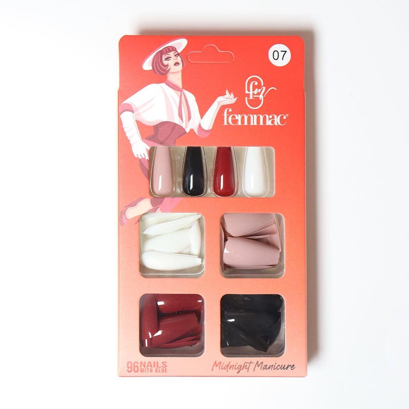 Midnight Manicure Press-On False Nails – Reusable, Lightweight, Salon Finish, 07 Cliff