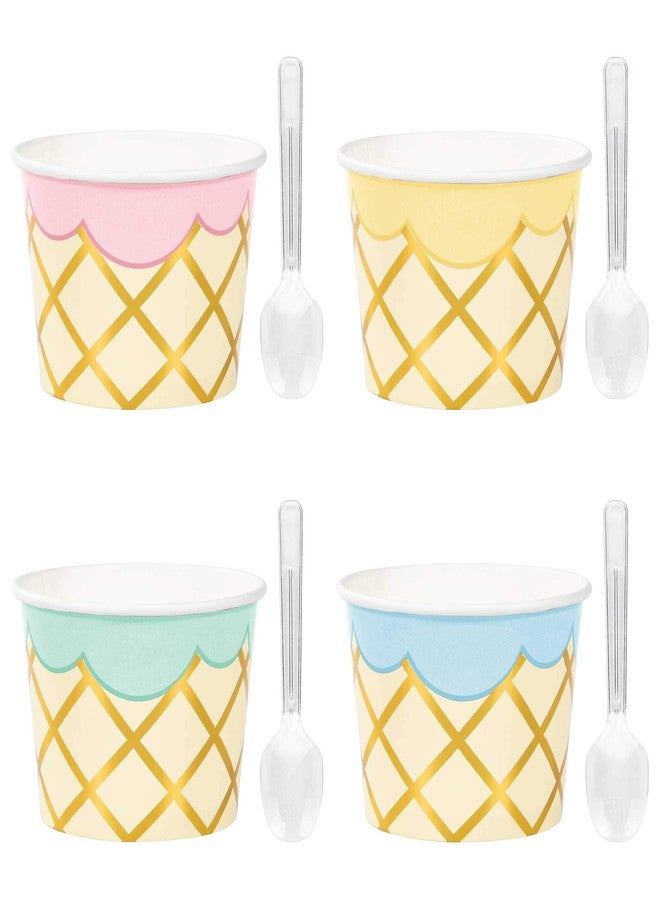 Creative Converting Ice Cream Party Treat Cups with Spoons, 8 ct - Image 1