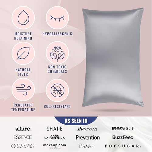 Blissy Silk Pillowcase - 100% Pure Mulberry Silk - 22 Momme 6A High-Grade Fibers - Silk Pillow Cover for Hair & Skin - Regular, Queen & King (Silver, Queen) - Image 5