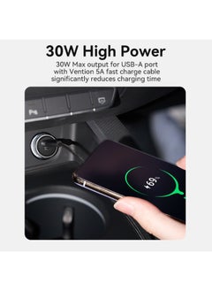 فينشن شاحن سيارة VENTION بمنفذين USB A+C(30+30) صغير الحجم رمادي اللون من نوع سبائك الألومنيوم، رقم الموديل FFFH0  - Image 5
