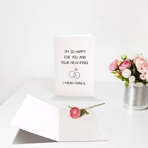 Chenive Funny Engagement Congratulations Card, Wedding Greeting Card, Bridal Shower Card, I'm So Happy for You and Your New Ring I Mean Fiance - Image 3