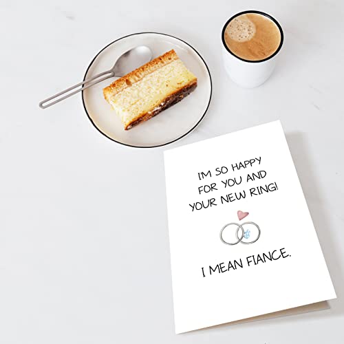 Chenive Funny Engagement Congratulations Card, Wedding Greeting Card, Bridal Shower Card, I'm So Happy for You and Your New Ring I Mean Fiance - Image 4