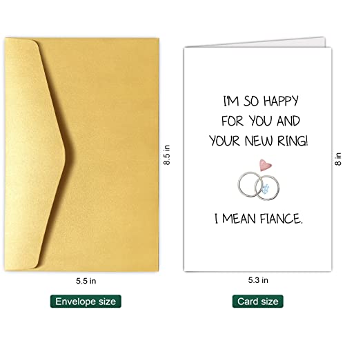 Chenive Funny Engagement Congratulations Card, Wedding Greeting Card, Bridal Shower Card, I'm So Happy for You and Your New Ring I Mean Fiance - Image 2