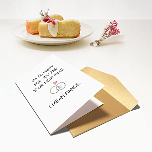 Chenive Funny Engagement Congratulations Card, Wedding Greeting Card, Bridal Shower Card, I'm So Happy for You and Your New Ring I Mean Fiance - Image 5
