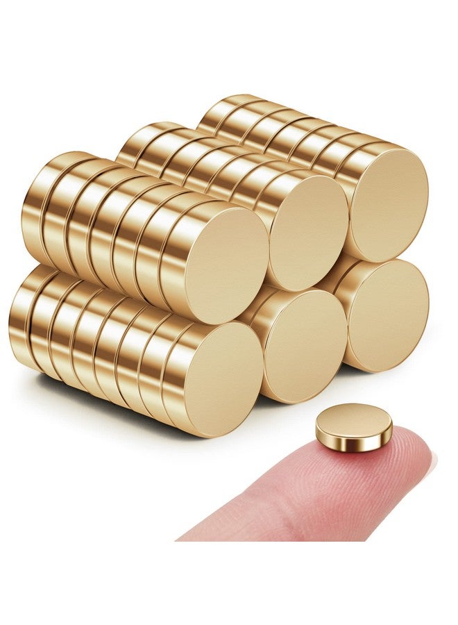 SMARTAKE 45 Pcs Refrigerator Magnets, 10x2.6mm Small Round Fridge Magnets, Multi-Use Premium Neodymium Office Magnets for Fridge, Whiteboard, Billboard in Home, Kitchen, Office and School (Gold) - Image 1
