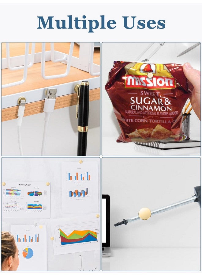 SMARTAKE 45 Pcs Refrigerator Magnets, 10x2.6mm Small Round Fridge Magnets, Multi-Use Premium Neodymium Office Magnets for Fridge, Whiteboard, Billboard in Home, Kitchen, Office and School (Gold) - Image 5