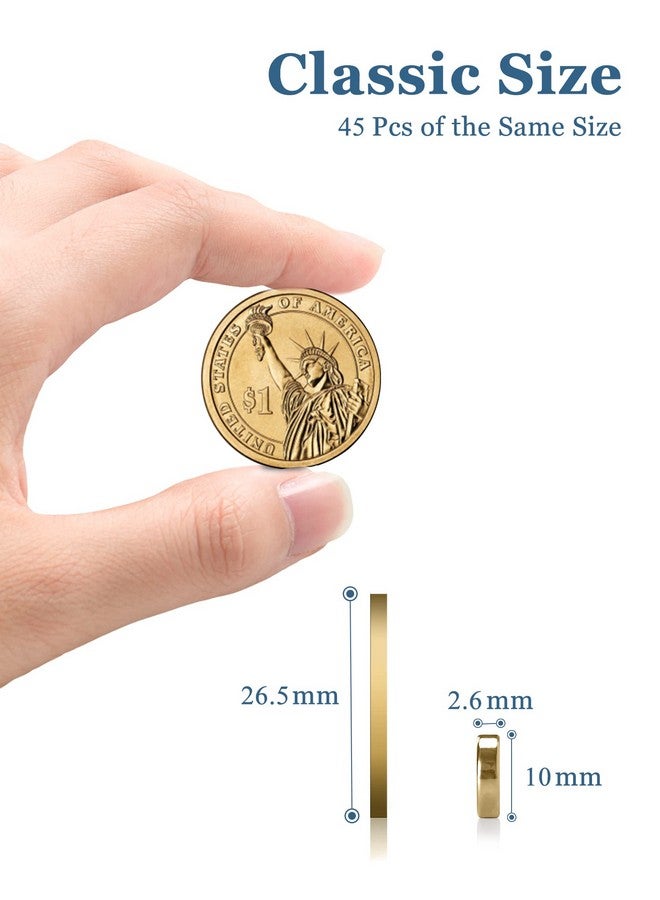 SMARTAKE 45 Pcs Refrigerator Magnets, 10x2.6mm Small Round Fridge Magnets, Multi-Use Premium Neodymium Office Magnets for Fridge, Whiteboard, Billboard in Home, Kitchen, Office and School (Gold) - Image 2
