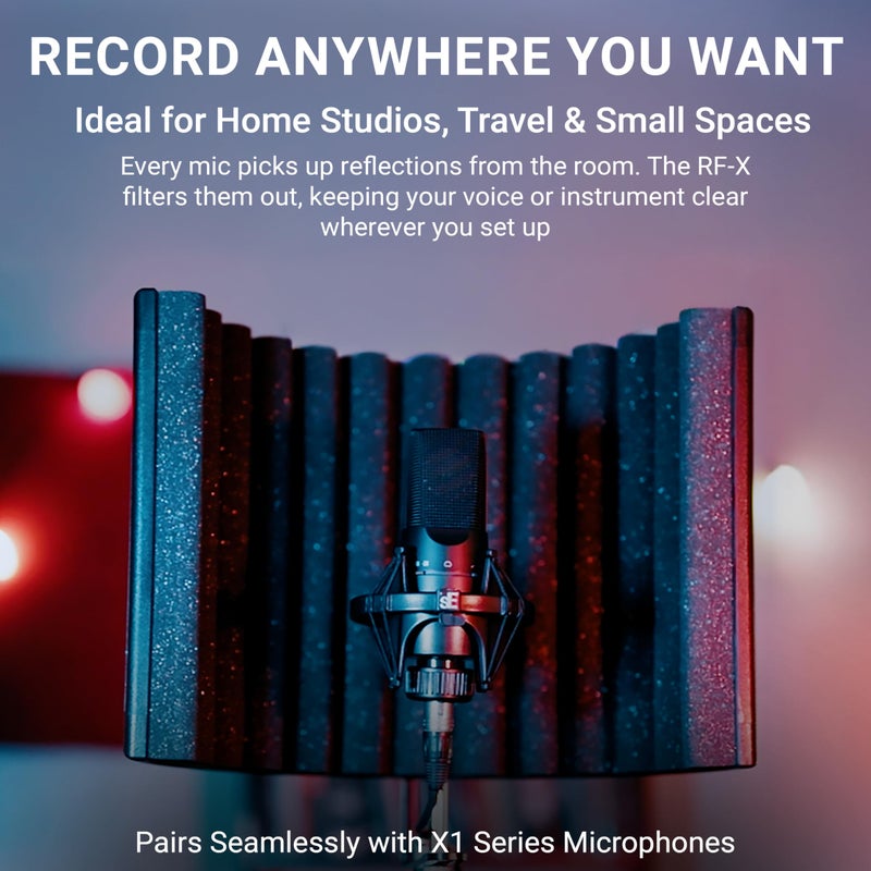 sE Electronics RF-X Reflexion Filter - Portable Microphone Isolation Shield for Recording Music, Podcasts & Voice-Overs - Four-Layer Acoustic Sound Shield for Home Recording Studio Equipment (Red) - Image 4