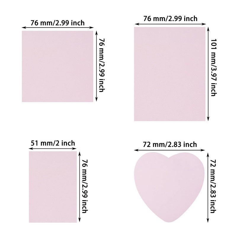 ONLYKXY 4Pack Mixed Shape Transparent Sticky Notes for Annotating,Glitter Pastel Color Waterproof Index Sticker Self-Stick Book Tabs 200Sheets Soft PET Marker Memo Pad for Home School Office (Pink) - Image 2