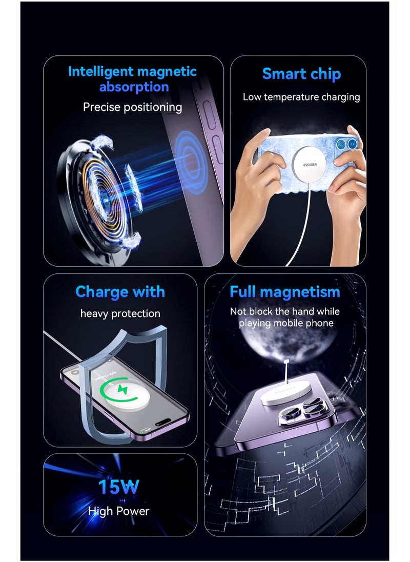 ESSAGER Essager 15W Magnetic Qi Wireless Chargers Fast Charging for iPhone 15 14 13 12 Pro Max PD Fast Charging For Xiaomi Pad Adapter  - Image 4