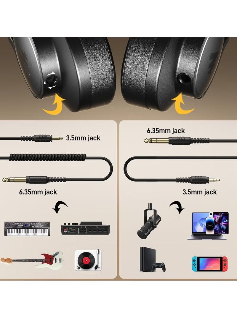 Maono MH700 Professional Studio Monitor Headphones, Closed-Back Over-Ear Wired Headset with High-Resolution Stereo Audio, Passive Noise Isolation, Adjustable Headband & Cushioned Ear Cups, Precision Recording, Mixing & Monitoring Headphones for Music Production, Podcasting & Black - Image 3