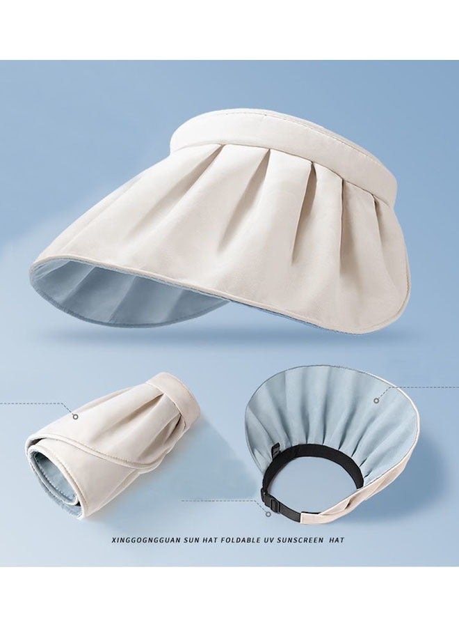 Beige Women's Summer Shell Hat Sun Hat Anti-UV Wide Brim Summer Beach Hat Women's Foldable Hat Ideal for Casual Daily Wear or Outdoor Cycling  - Image 4