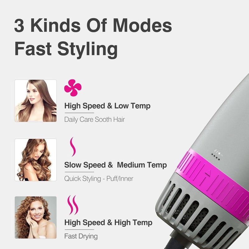 كينسي بيوتي (KinseiBeauty) فرشاة ساخنة لتصفيف الشعر والتحكم في التجعدات، فرشاة مجفف شعر متعددة الوظائف (4 في 1)، قوة 1200 واط، تسخين سريع، تحتوي على رأسين قابلين للتغيير لتصفيف الشعر المستقيم والمجعد. - Image 5