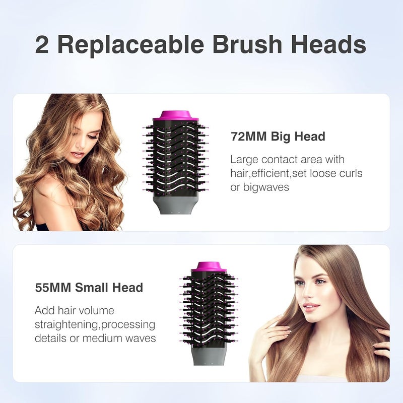 كينسي بيوتي (KinseiBeauty) فرشاة ساخنة لتصفيف الشعر والتحكم في التجعدات، فرشاة مجفف شعر متعددة الوظائف (4 في 1)، قوة 1200 واط، تسخين سريع، تحتوي على رأسين قابلين للتغيير لتصفيف الشعر المستقيم والمجعد. - Image 4