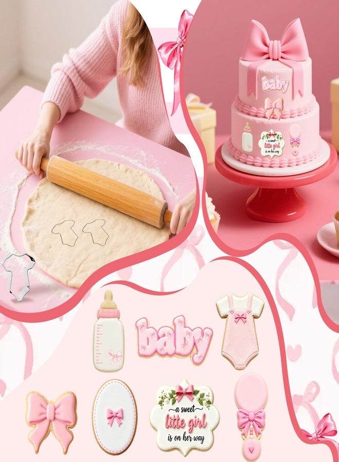 CORNER LACE 8 Pieces Bow Knot Baby Shower Cookie Cutters Set - Stainless Steel Cookie Biscuit Cutting Molds for Rattle Bottle Onesie Baby Shower Party DIY Craft Home Baking Supplies - Image 4