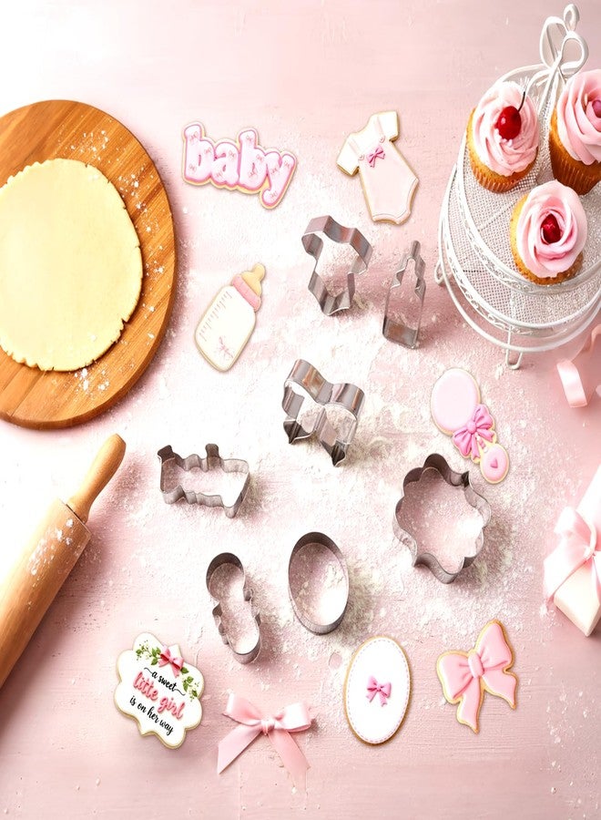 CORNER LACE 8 Pieces Bow Knot Baby Shower Cookie Cutters Set - Stainless Steel Cookie Biscuit Cutting Molds for Rattle Bottle Onesie Baby Shower Party DIY Craft Home Baking Supplies - Image 2