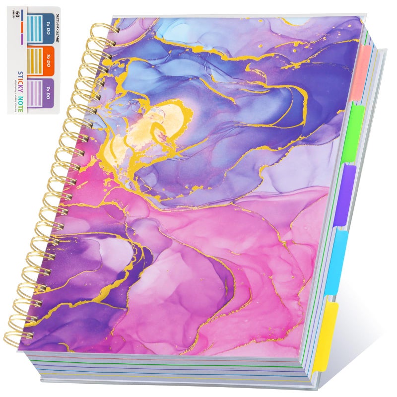 Kutoda 5 Subject Notebook for Work with Removable Dividers Tabs, Large 8.5" x 11 Spiral Lined Notebooks for School Note Taking & Organizer, A4 240 Pages College Ruled Journal for Women & Writing, Pink - Image 1