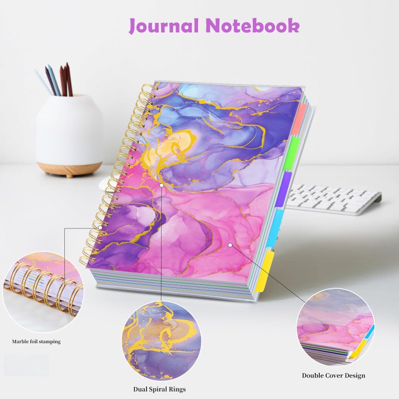 Kutoda 5 Subject Notebook for Work with Removable Dividers Tabs, Large 8.5" x 11 Spiral Lined Notebooks for School Note Taking & Organizer, A4 240 Pages College Ruled Journal for Women & Writing, Pink - Image 5