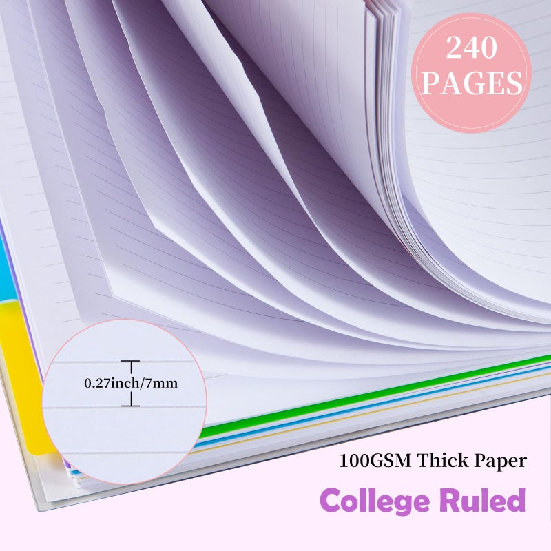 Kutoda 5 Subject Notebook for Work with Removable Dividers Tabs, Large 8.5" x 11 Spiral Lined Notebooks for School Note Taking & Organizer, A4 240 Pages College Ruled Journal for Women & Writing, Pink - Image 4
