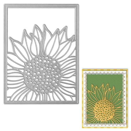 Hying Metal Sunflower Frame Cutting Dies for Card Making, Fall Frame Dies Thanksgiving Flowers Die Cuts for Crafting Stencil Embossing Tool Scrapbooking DIY Etched Craft Dies - Image 1