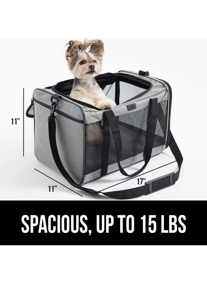 Gorilla Grip GORILLA GRIP Cat Carrier Travel Bag Up to 15 Lbs, Soft Collapsible Dog Carriers, Kennel for Small Animals, Top and Side Entry Breathable Mesh, Grip Feet Underside, Cozy Washable Waterproof Pad, Gray - Image 3