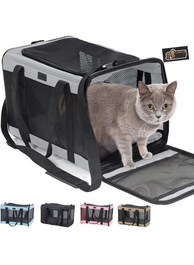 Gorilla Grip GORILLA GRIP Cat Carrier Travel Bag Up to 15 Lbs, Soft Collapsible Dog Carriers, Kennel for Small Animals, Top and Side Entry Breathable Mesh, Grip Feet Underside, Cozy Washable Waterproof Pad, Gray - Image 1