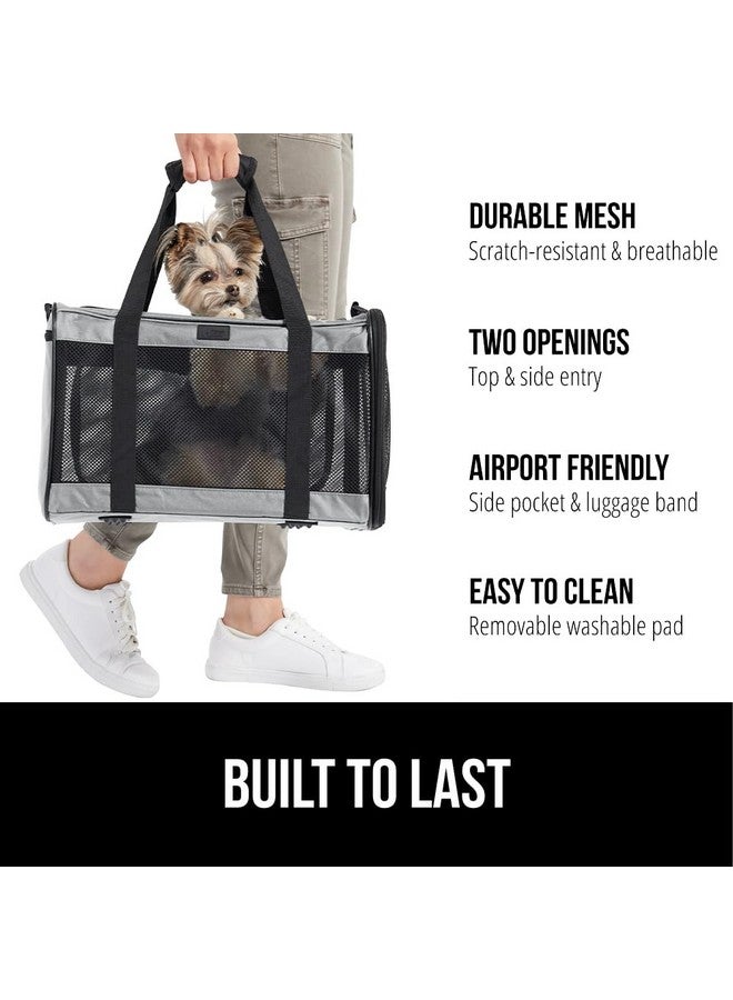 Gorilla Grip GORILLA GRIP Cat Carrier Travel Bag Up to 15 Lbs, Soft Collapsible Dog Carriers, Kennel for Small Animals, Top and Side Entry Breathable Mesh, Grip Feet Underside, Cozy Washable Waterproof Pad, Gray - Image 2