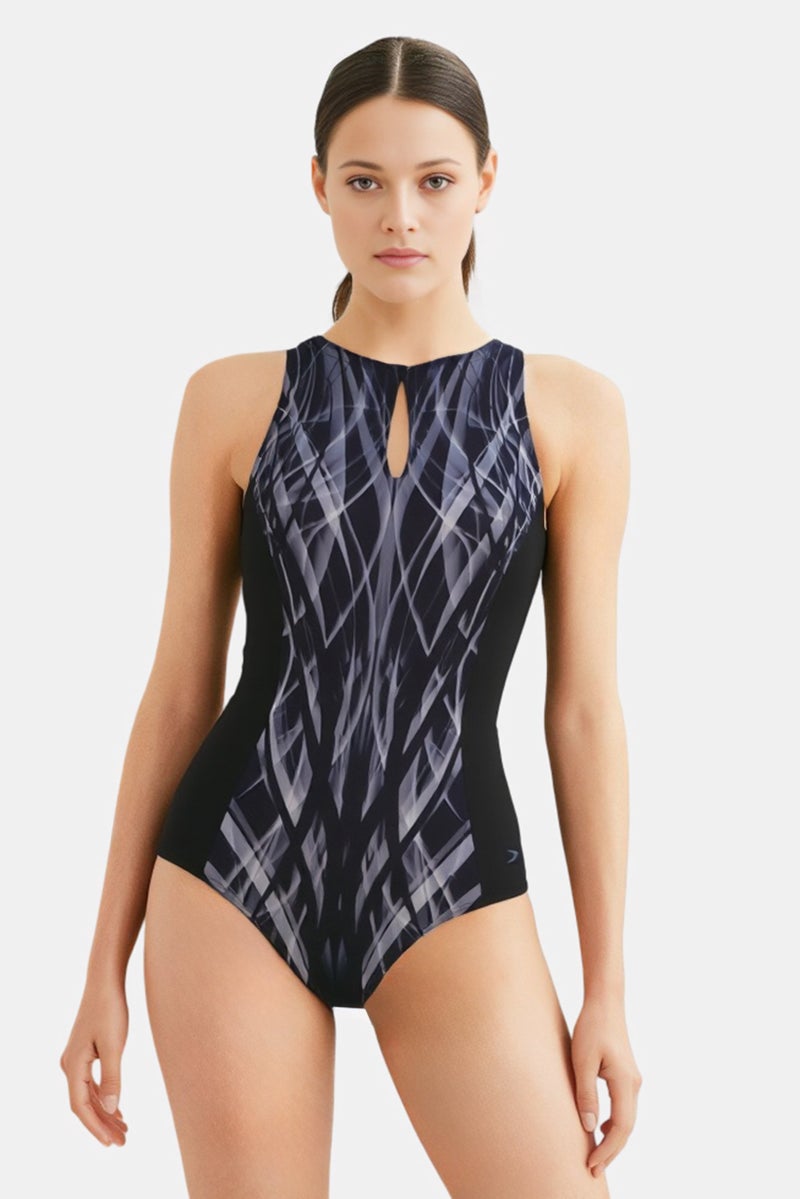 speedo Women Graphic Print Non Padded One Piece, Multicolor - Image 1