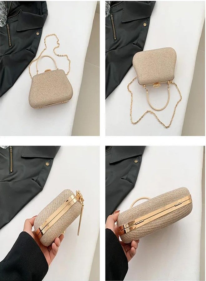INOVERA (LABEL) Evening Clutches Purse for Women, Girls - Stylish Ladies Party Wedding Clutch with Handle -Shoulder Sling Chain (Gold) - Image 3