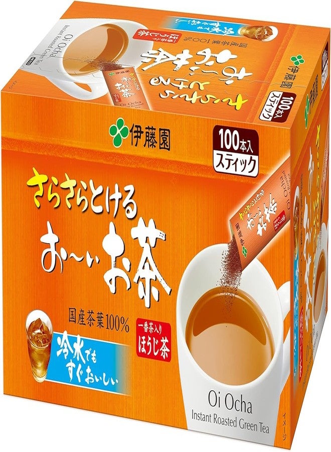 OSK Ito-en Oi Ocha Japanese Green Tea Instant Hojicha Powder - Unsweetened Roasted Green Tea - 0.8g × 100 Sticks - Image 1