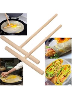 2 Pcs Wooden Crepe Maker Pancake Batter Spreader Stick Kitchen Cooking Utensils Tools for Restaurant Canteen Specially Supplies