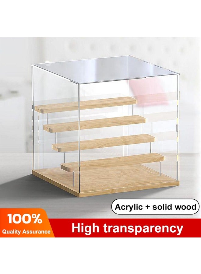 Transparent Display Box with Wooden Base 3 layer Dust proof  - Image 1