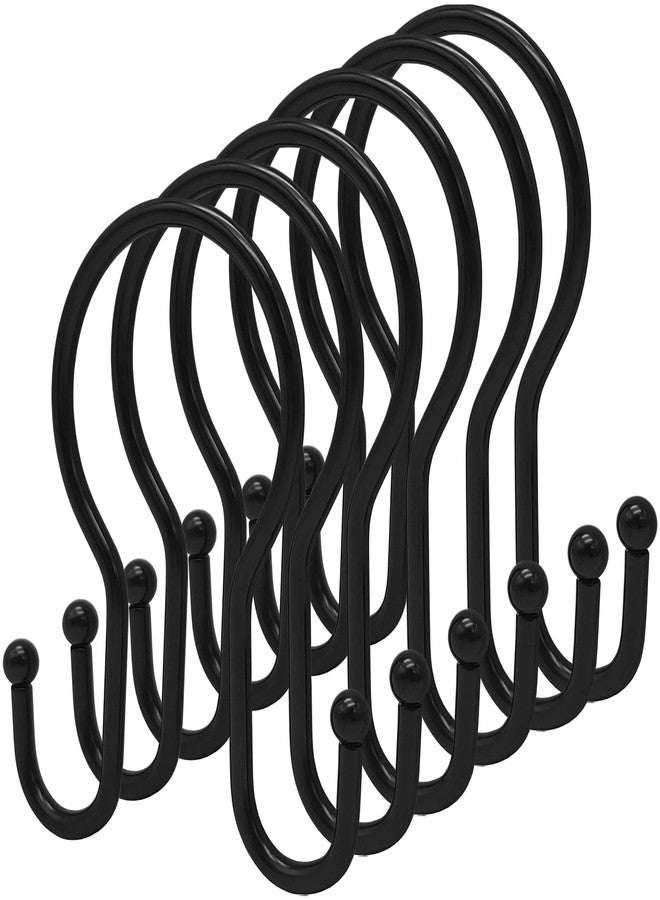 LULARINE Double Shower Curtain Hooks Rings,24 Pcs Rustproof Metal Shower Hooks for Shower Curtain,Glide Smoothly Double Shower Rings for Curtain,Shower Curtain Hangers Rings for Bathroom Shower Rod(Black) - Image 1