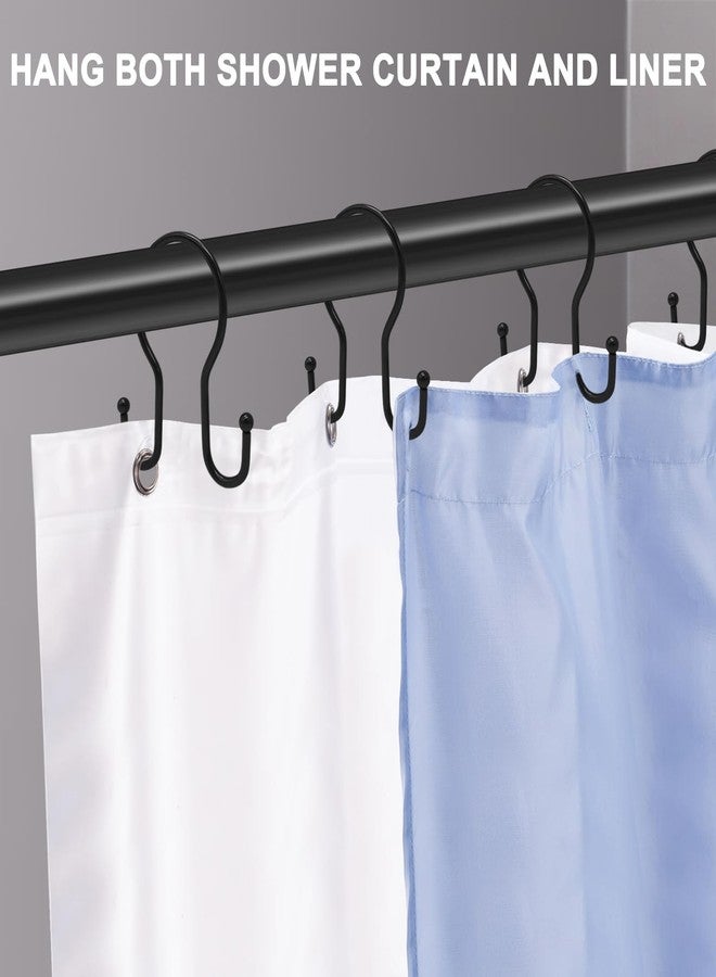 LULARINE Double Shower Curtain Hooks Rings,24 Pcs Rustproof Metal Shower Hooks for Shower Curtain,Glide Smoothly Double Shower Rings for Curtain,Shower Curtain Hangers Rings for Bathroom Shower Rod(Black) - Image 2