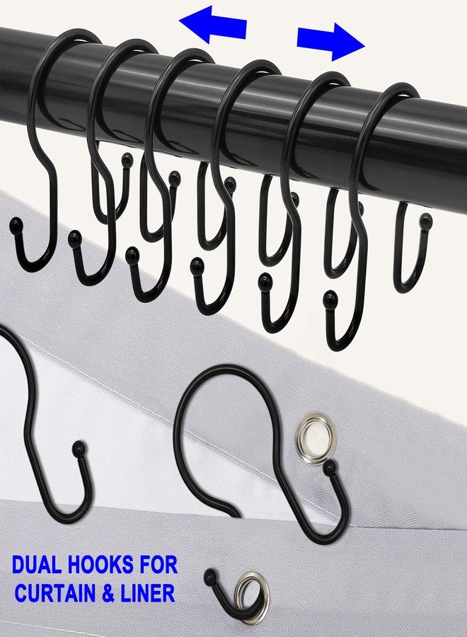 LULARINE Double Shower Curtain Hooks Rings,24 Pcs Rustproof Metal Shower Hooks for Shower Curtain,Glide Smoothly Double Shower Rings for Curtain,Shower Curtain Hangers Rings for Bathroom Shower Rod(Black) - Image 5