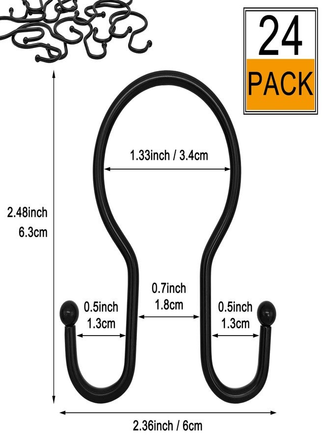 LULARINE Double Shower Curtain Hooks Rings,24 Pcs Rustproof Metal Shower Hooks for Shower Curtain,Glide Smoothly Double Shower Rings for Curtain,Shower Curtain Hangers Rings for Bathroom Shower Rod(Black) - Image 3