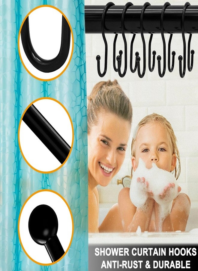 LULARINE Double Shower Curtain Hooks Rings,24 Pcs Rustproof Metal Shower Hooks for Shower Curtain,Glide Smoothly Double Shower Rings for Curtain,Shower Curtain Hangers Rings for Bathroom Shower Rod(Black) - Image 4