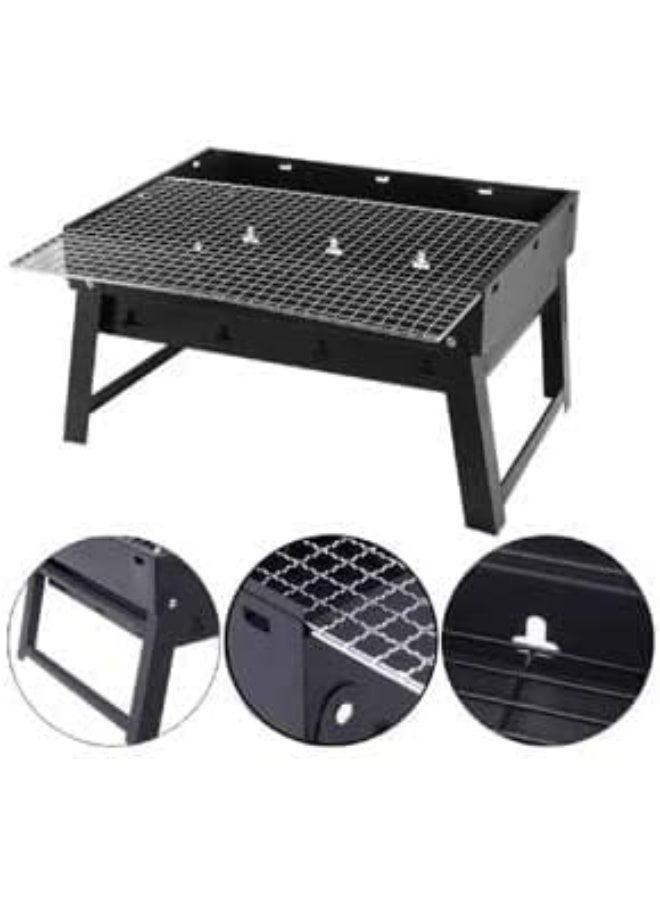 AKDC Portable BBQ Grill Folding Style Outdoor Barbeque Grilling Toaster Charcoal BBQ Oven Black Carbon Steel Outdoor Camping Hiking Trekking Use Foldable Easy to Carry Multipurpose Use - Image 3