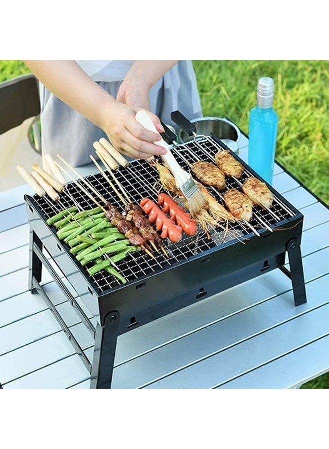 AKDC Portable BBQ Grill Folding Style Outdoor Barbeque Grilling Toaster Charcoal BBQ Oven Black Carbon Steel Outdoor Camping Hiking Trekking Use Foldable Easy to Carry Multipurpose Use - Image 2