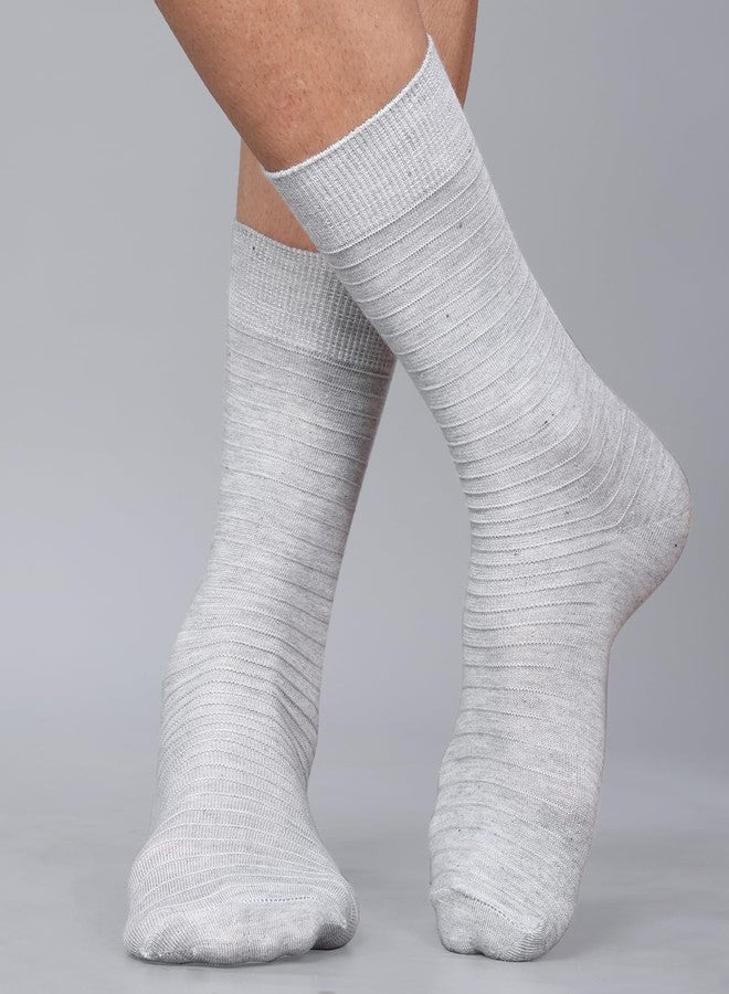 Dollar Formal Patterned Socks Solid Colored Mid Calf Length Business Socks Made with Cotton & Spandex - Combo Pack of 3 - Image 2