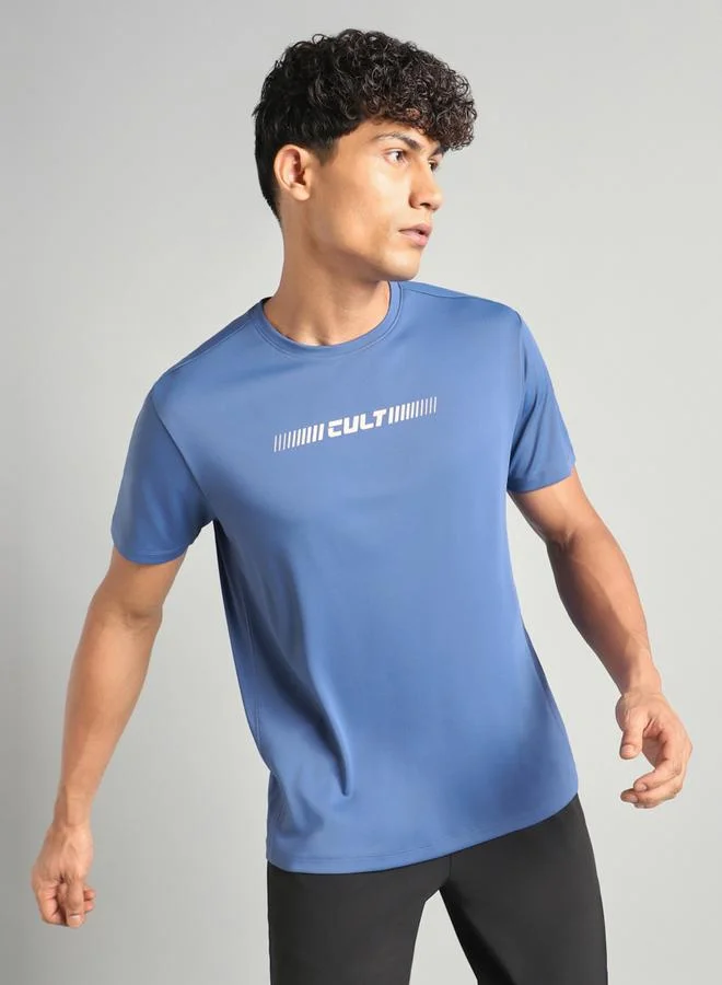 Cult Men Blue Graphic Performance T-Shirt