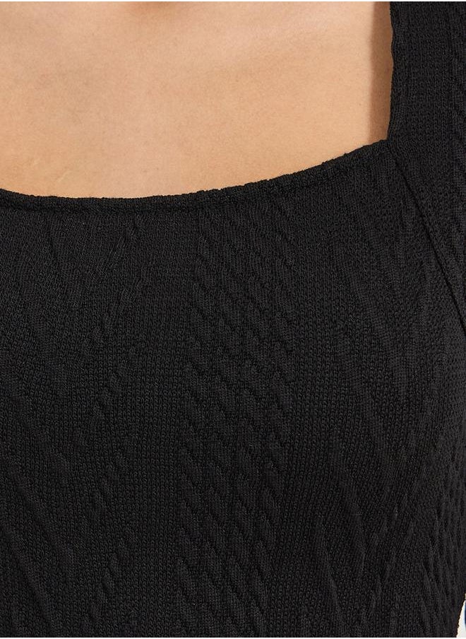 Styli Cable Knit Long Sleeves Bodysuit  - Image 4