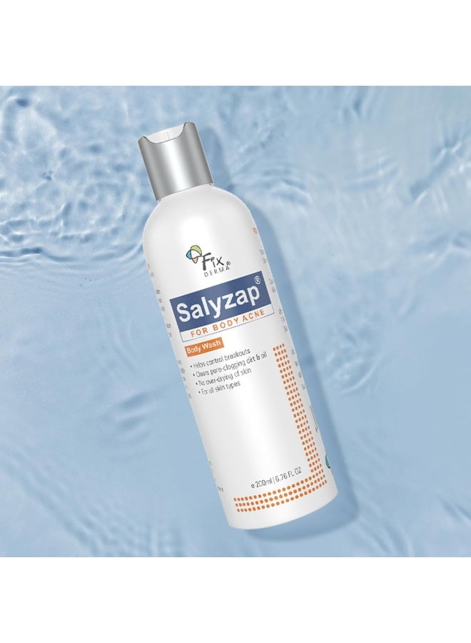 Fixderma Salyzap 2% Salicylic Acid Body Wash For Acne | Exfoliating Bodywash | Anti Acne Body Wash on Back & Arms for Acne Prone Skin | Helps in Control Brekouts, Unclogs Pores - 200ml - Image 3