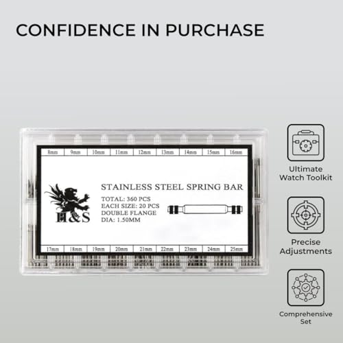 HST H&S Watch Band Pins & Link Removal Repair Tool Kit - Stainless Steel Watch Replacement Tool Kit with Case - 360pcs -Watch Strap Spring Bars for Men & Women Watches - Image 3