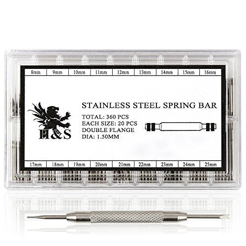 HST H&S Watch Band Pins & Link Removal Repair Tool Kit - Stainless Steel Watch Replacement Tool Kit with Case - 360pcs -Watch Strap Spring Bars for Men & Women Watches - Image 1