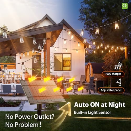 KYY 78FT(72+6) Solar String Lights Outdoor with USB Port Remote Control, LED Waterproof Solar Powered Patio with 24 Sockets, Heavy-Duty and UL Listed Porch Market Lights - Image 5